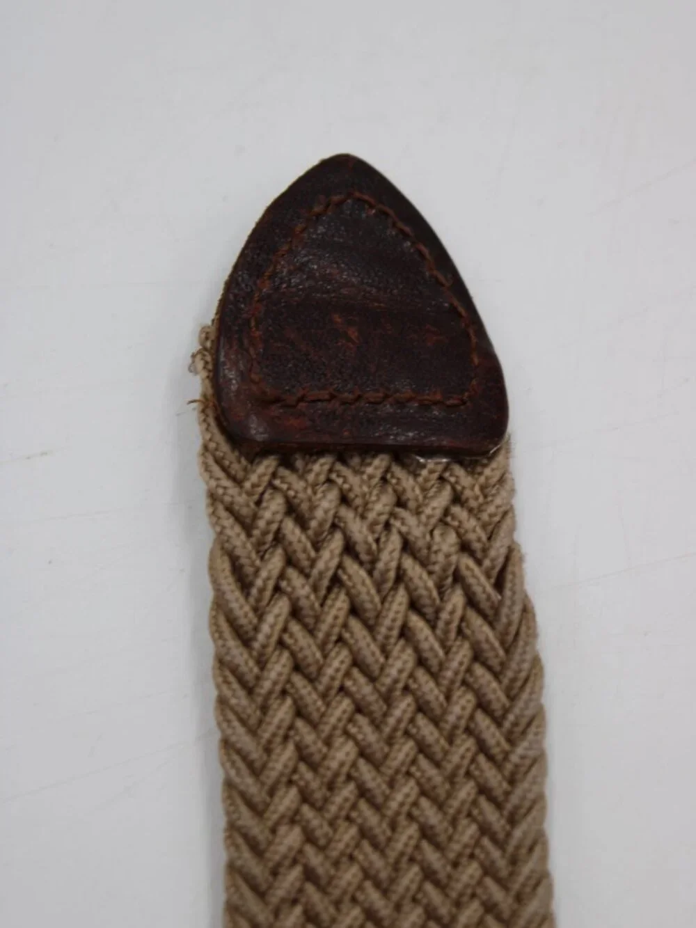 Dockers Tan Braided Stretch Cord Belt Mens Size 40 Brown Leather Ends Work Golf
